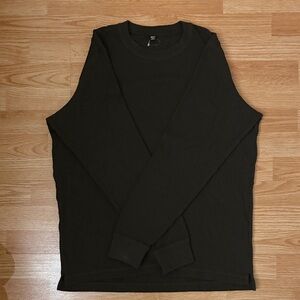 Uniqlo Dark Green Long Sleeve Waffle Crew Neck Tee